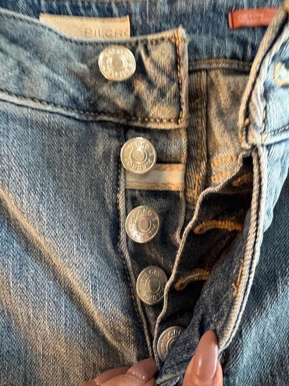 Pilcro Light Blue Wide-Leg Button-Fly Jeans - Picture 2 of 5